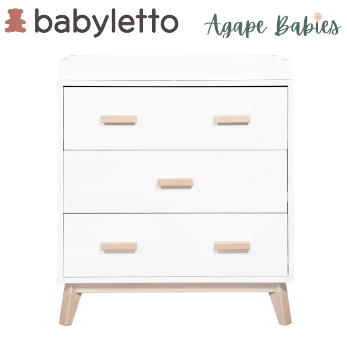 [1 Yr Local Warranty] Babyletto Scoot 3-Drawer Changer Dresser With Removable Changing Tray (White/Washed)