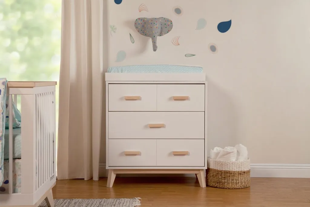 [1 Yr Local Warranty] Babyletto Scoot 3-Drawer Changer Dresser With Removable Changing Tray (White/Washed)