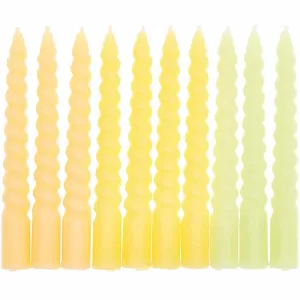 10 Spiral Candles Mix - Smokey Yellow 10cm