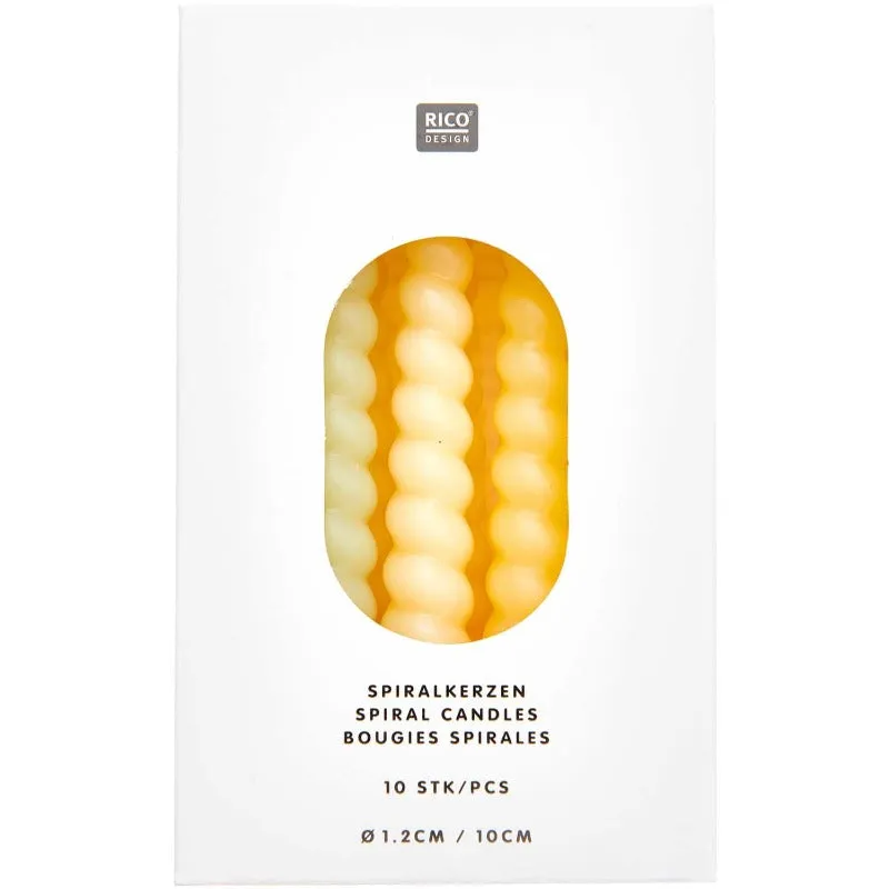 10 Spiral Candles Mix - Smokey Yellow 10cm