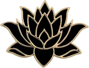 10K Gold Color Cute White Enamel Lotus Pin and Brooch(Black Gold)