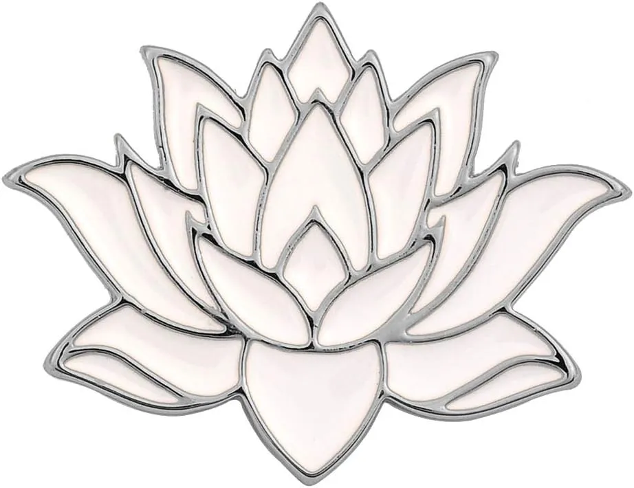 10K Gold Color Cute White Enamel Lotus Pin and Brooch(Silver)