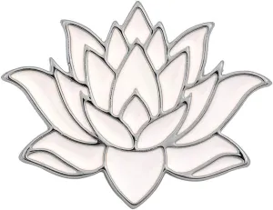 10K Gold Color Cute White Enamel Lotus Pin and Brooch(Silver)