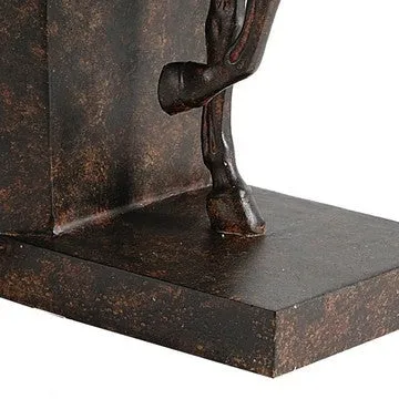 11 Inch Modern Bookend, Trotting Horse FIgurines, Artisanal Black Finish By Casagear Home