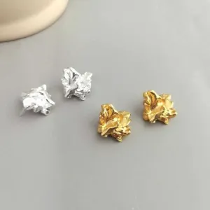 18k Gold Vermeil  Earrings Stud -Beautiful Fold