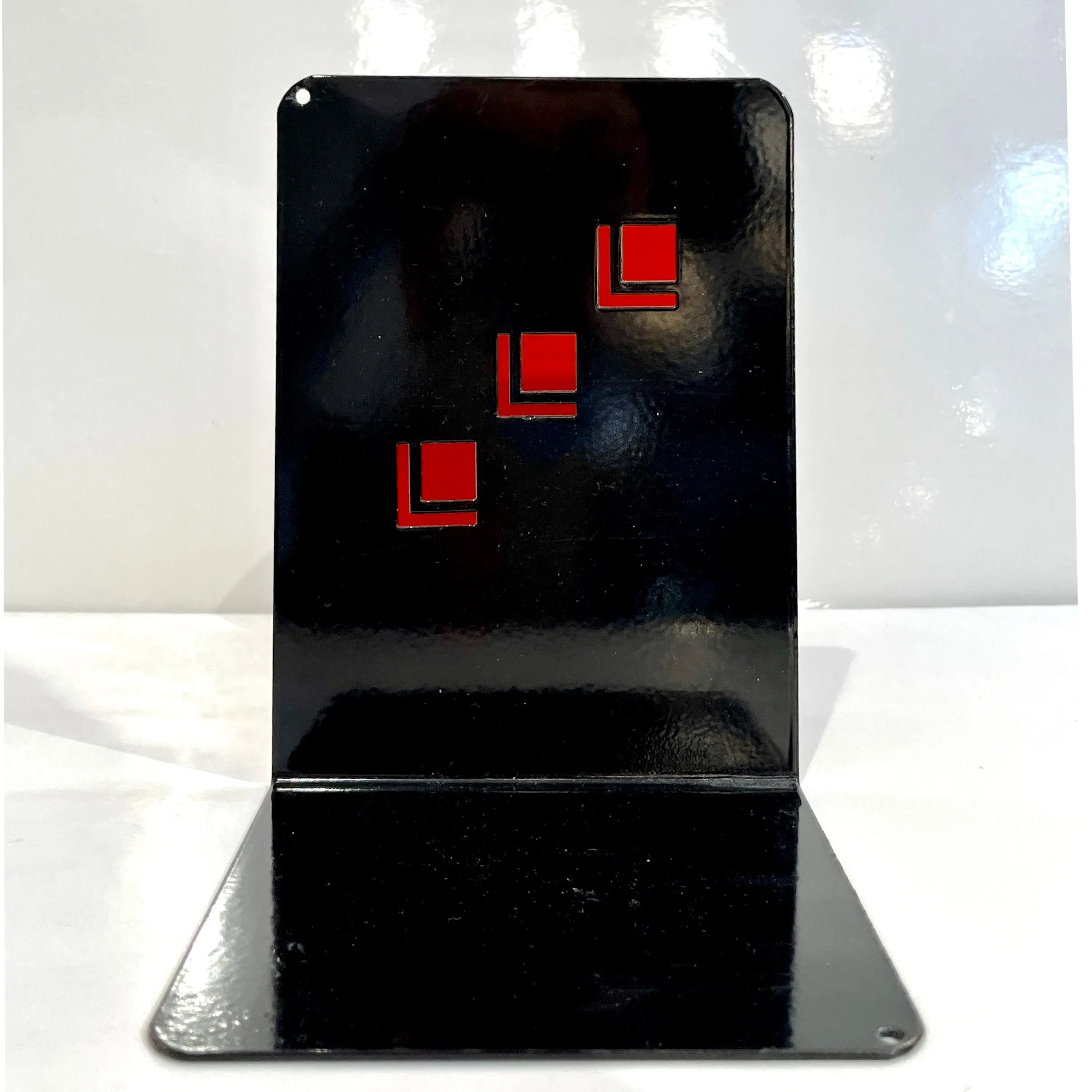 1970s Italian Vintage Red & Black Lacquered Metal Post-Modern Geometric Bookends