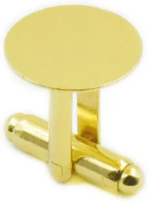 20 Pcs 10 Pairs 15mm 5/8" Cufflinks Copper Pad Round Blank Cuff Links Gold
