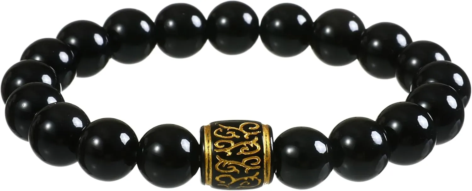 2pcs 8mm and 6mm Natural Volcanic Stone Perfumed Stone Bracelet with Jewelry Protection Case Men's Bracelet