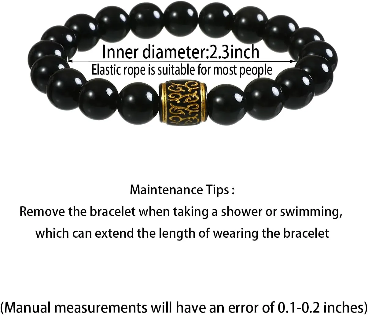 2pcs 8mm and 6mm Natural Volcanic Stone Perfumed Stone Bracelet with Jewelry Protection Case Men's Bracelet
