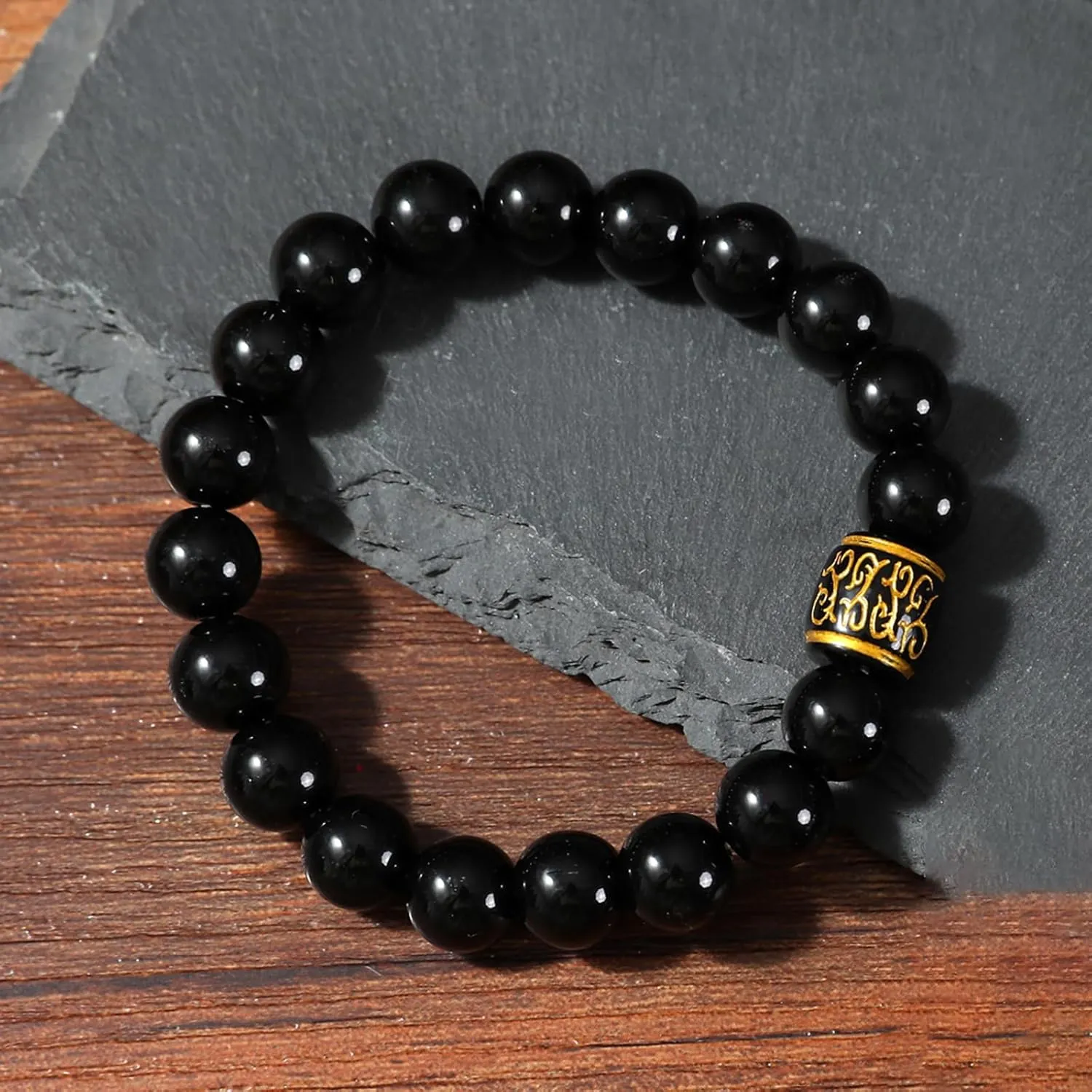 2pcs 8mm and 6mm Natural Volcanic Stone Perfumed Stone Bracelet with Jewelry Protection Case Men's Bracelet