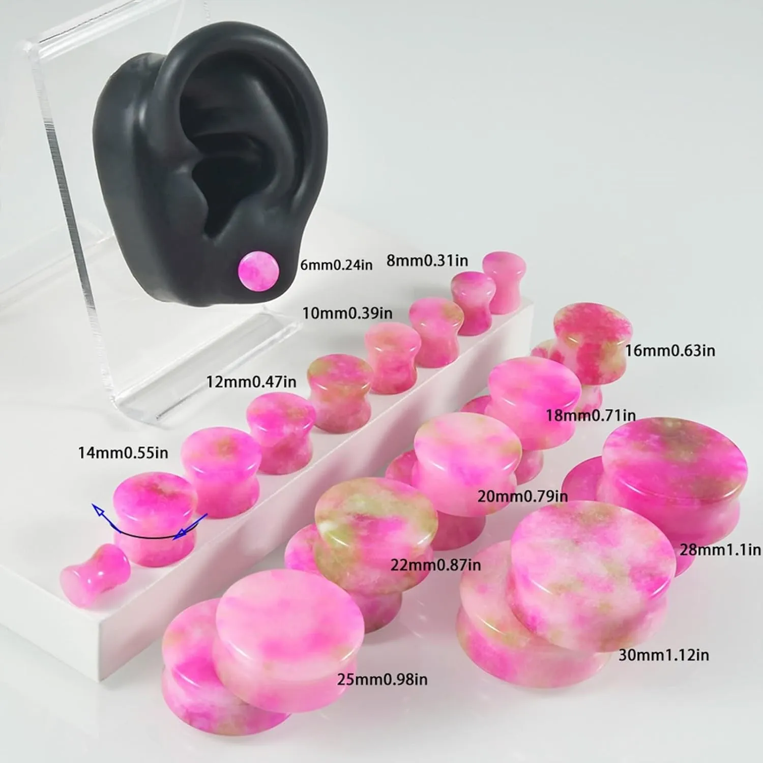 2PCS Stone Ear Stretcher Tunnels Stone Ear Gauges Expander Stretcher Ear Piercing Jewelry