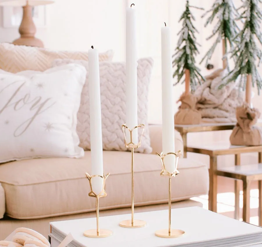 3 Piece Gold Taper Candle Holder Set
