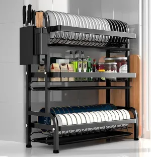 3 Tier Dish Racks for Kitchen Counter, Dish Drainer Rack Stainless Steel