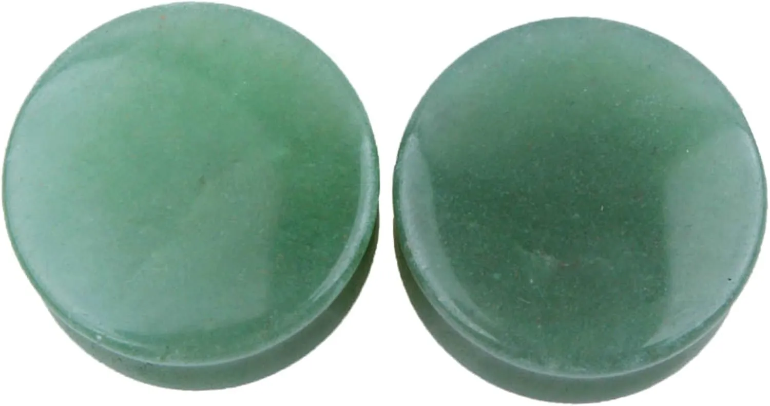 4 PCS Ear Gauges Tunnels Plugs, Stone Gauges Kit 5MM Green Stone Ear Gauges Jewelry
