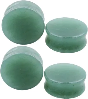 4 PCS Ear Gauges Tunnels Plugs, Stone Gauges Kit 5MM Green Stone Ear Gauges Jewelry