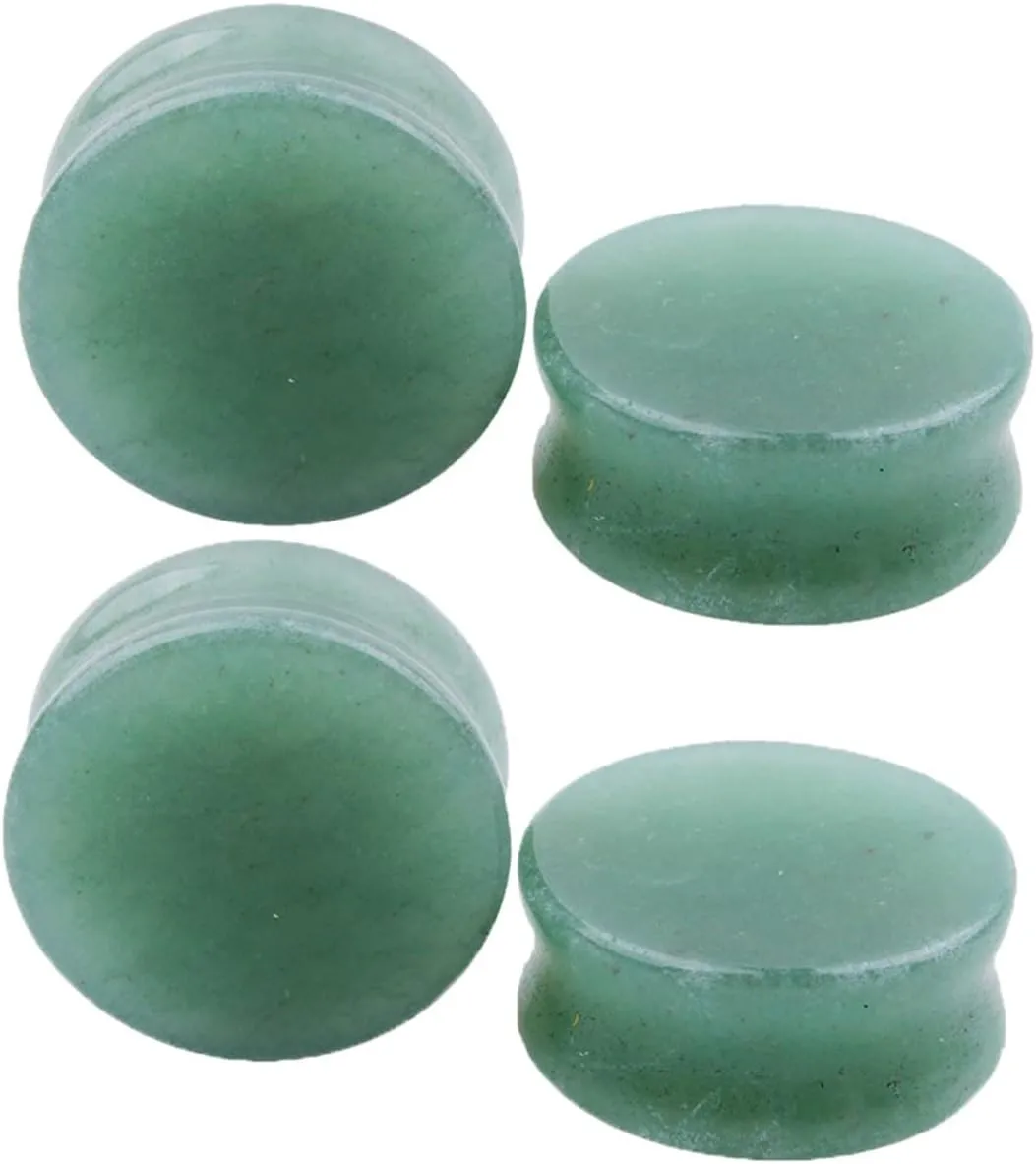4 PCS Ear Gauges Tunnels Plugs, Stone Gauges Kit 5MM Green Stone Ear Gauges Jewelry