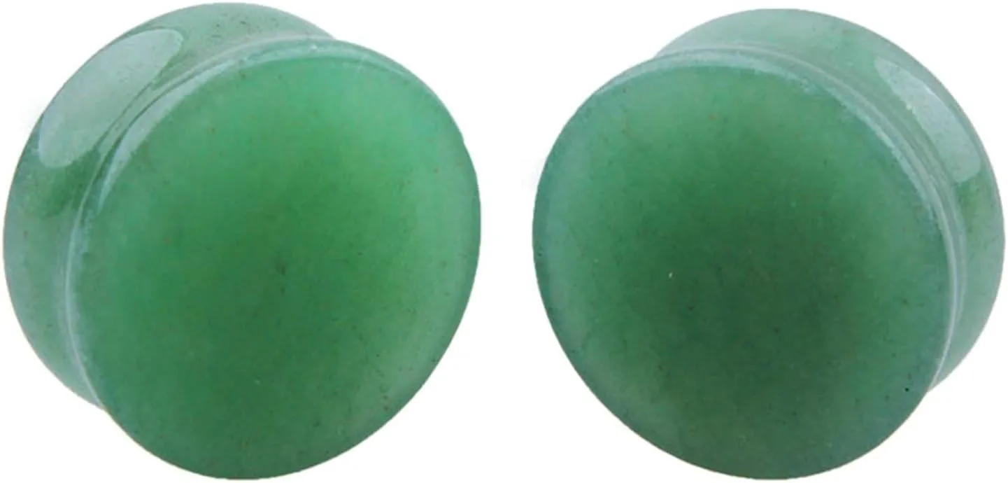4 PCS Ear Gauges Tunnels Plugs, Stone Gauges Kit 5MM Green Stone Ear Gauges Jewelry