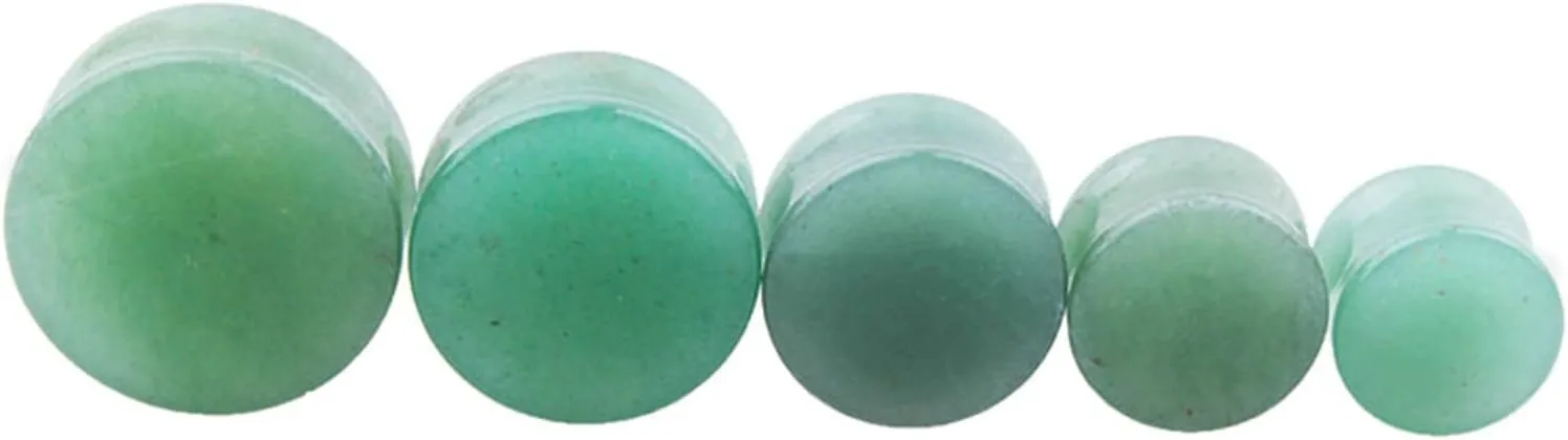 4 PCS Ear Gauges Tunnels Plugs, Stone Gauges Kit 5MM Green Stone Ear Gauges Jewelry