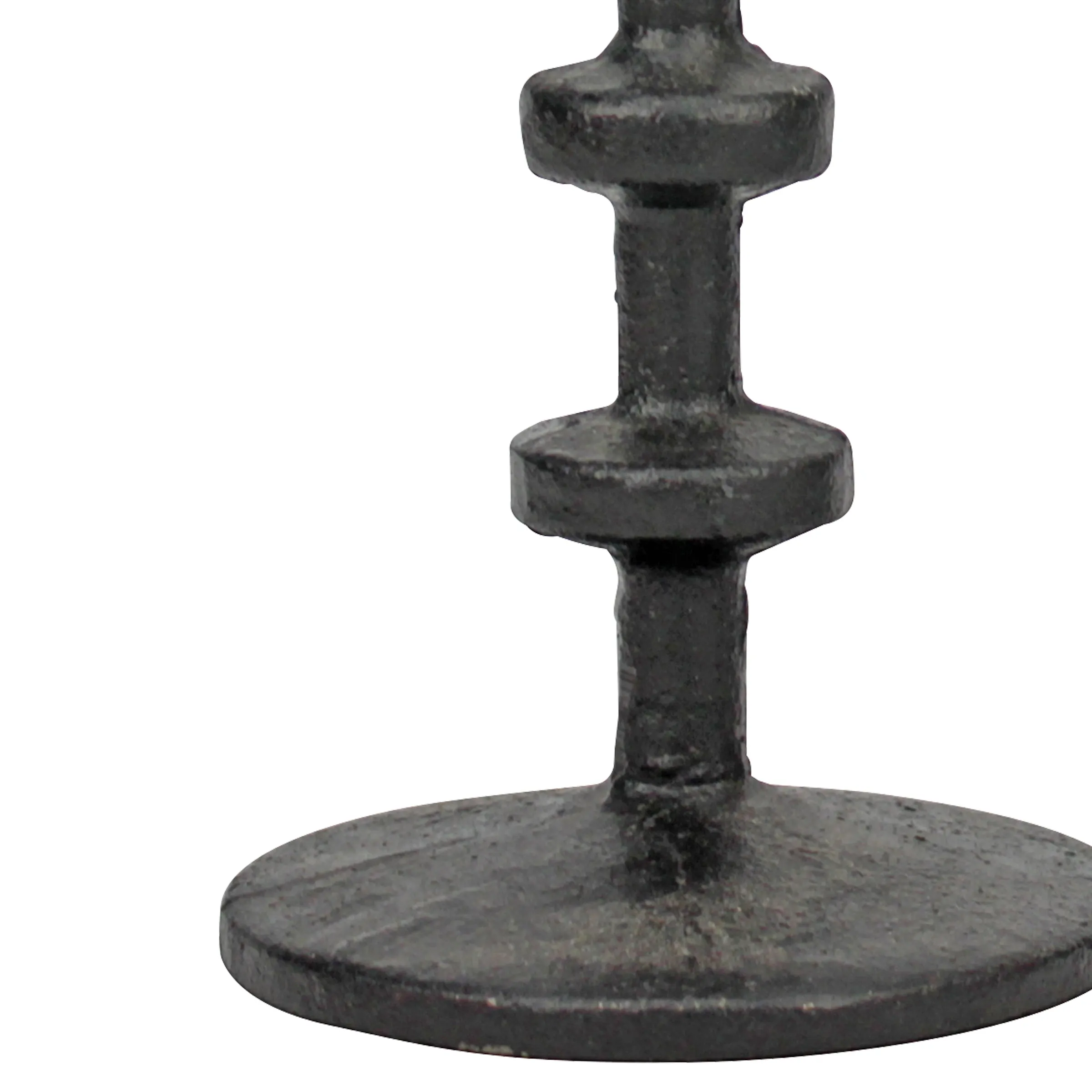 7" Black Cast Iron Metal Taper Candle Holder Set, Large (WS)