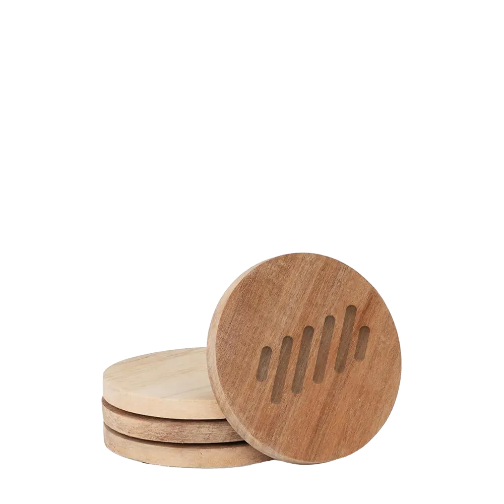 Acacia Wood Round Coaster Set