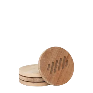 Acacia Wood Round Coaster Set