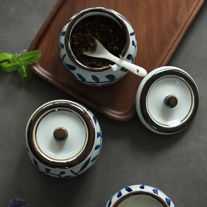 Akari Blue and White Japanese Condiment Jars