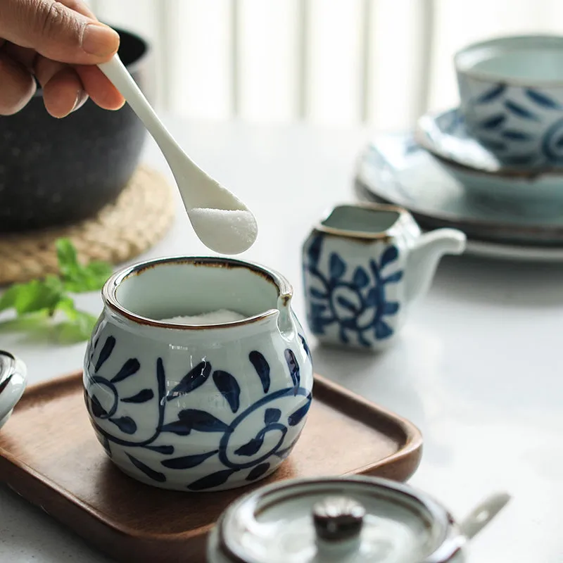 Akari Blue and White Japanese Condiment Jars