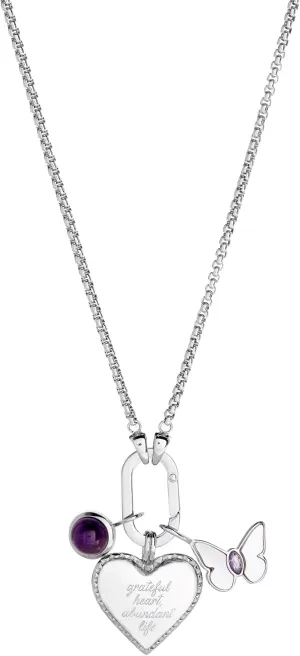 Alex and Ani Grateful Heart Interchangeable Necklace, STS:Stainless Steel Silver:Silver