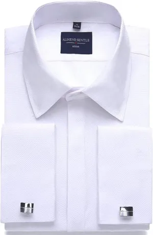 Alimens & Gentle Men's Dress Shirts French Cuff Long Sleeve Regular Fit (Include Metal Cufflinks and Metal Collar Stays)