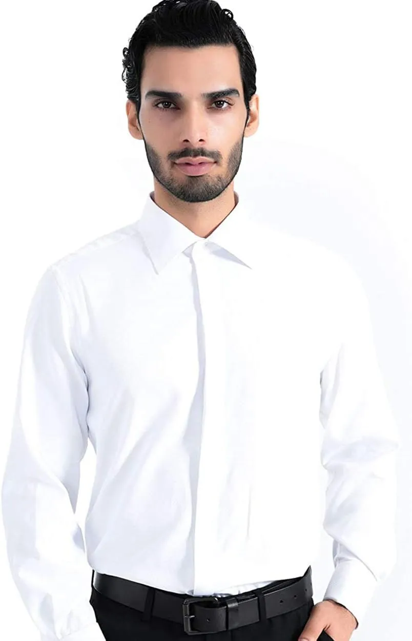 Alimens & Gentle Men's Dress Shirts French Cuff Long Sleeve Regular Fit (Include Metal Cufflinks and Metal Collar Stays)