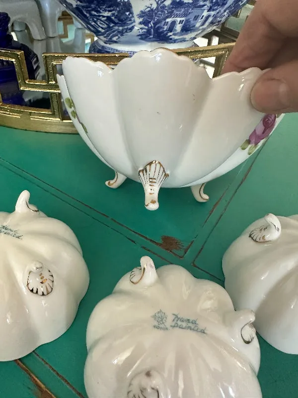 Antique Vintage Nippon Bowl Set, Footed, Hand Painted Porcelain 4 piece