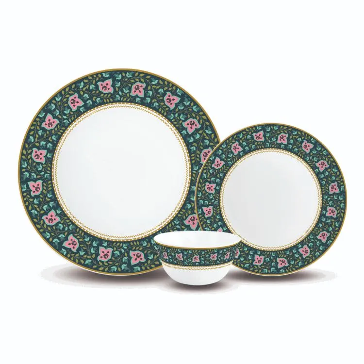Aurus Series 35 Pieces Chintz Opalware Dinner Set, Family of 6
