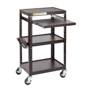 AV Presentation Cart Stand, Rolling Storage, Black