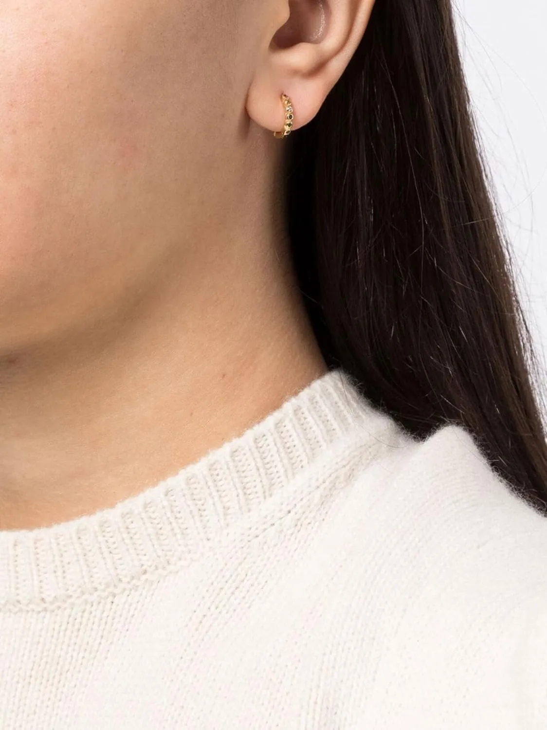 Bezel Multicolor Gemstone 0.60ct Huggie Earring, Small 14k Gold Vibrant Hoop, Colorful Everyday Jewelry, Gift for Her.