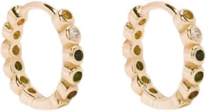 Bezel Multicolor Gemstone 0.60ct Huggie Earring, Small 14k Gold Vibrant Hoop, Colorful Everyday Jewelry, Gift for Her.