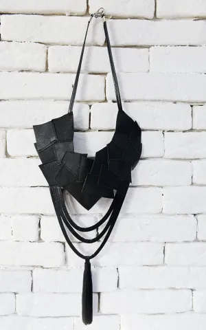 Black Genuine Leather Necklace