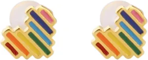 bobauna Delicate Colorful Rainbow Heart Stud Earrings LGBT Pride Jewelry Gift For Gay & Lesbian Pride