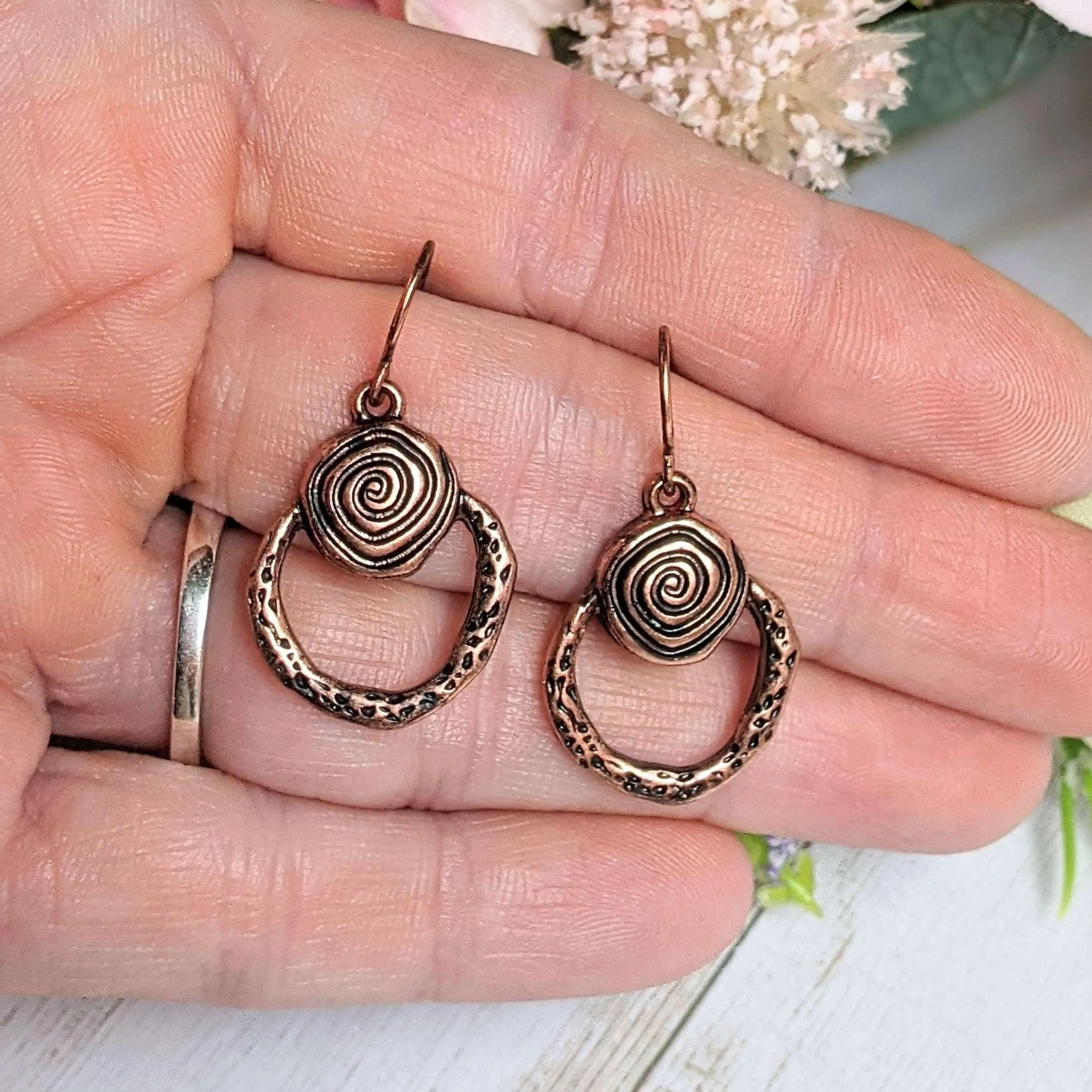 Boho Hammered Necklace / Earring Set
