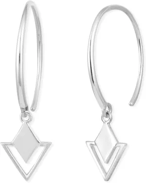 Boma Jewelry Sterling Silver Geometric Diamond & Triangle Pull Through Hoop Earrings