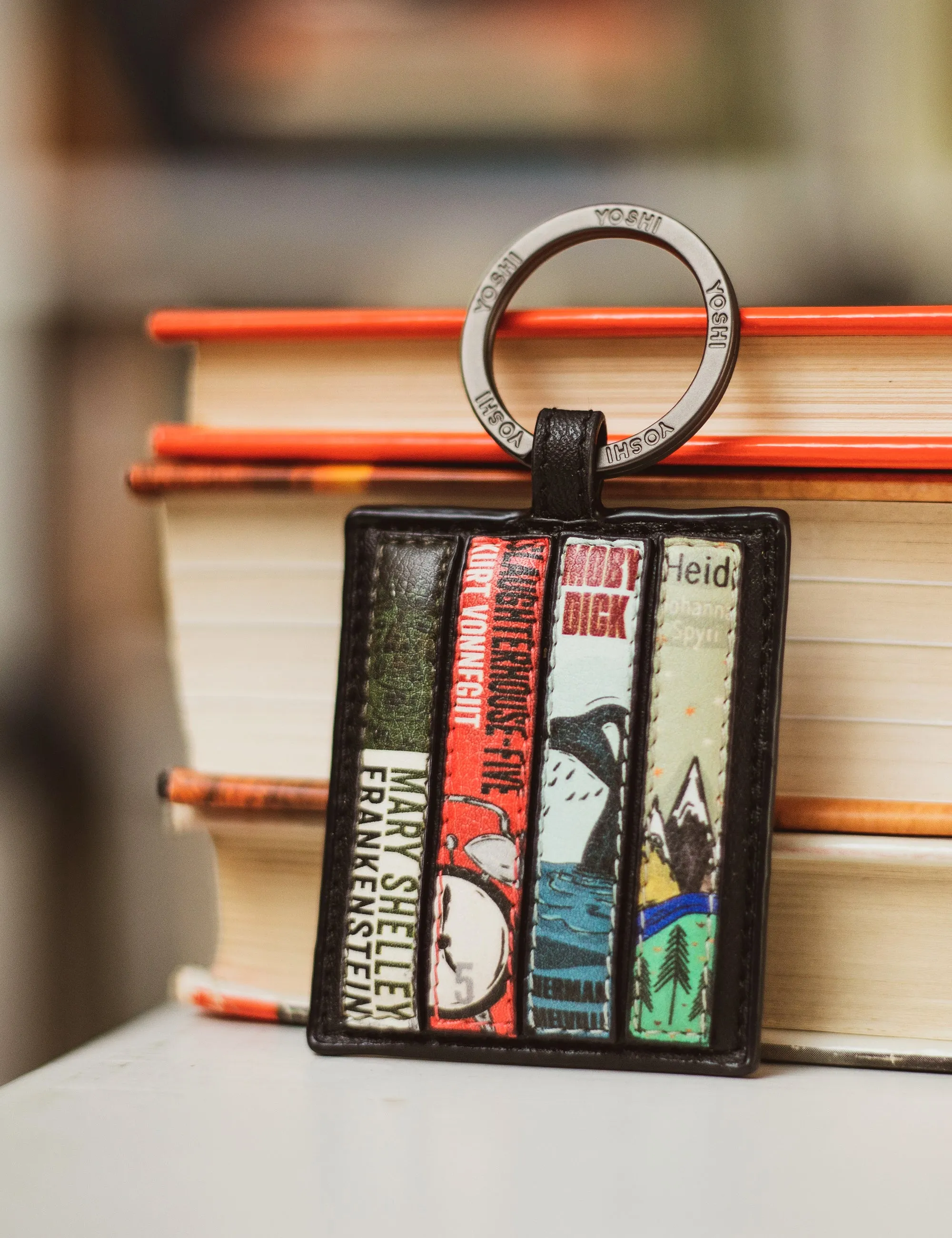 Bookworm Black Vegan Leather Keyring