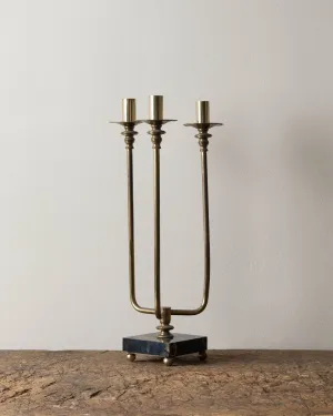 Brass   Marble Triple Candelabra