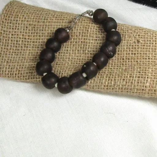 Brown Sea Glass Beaded Bracelet