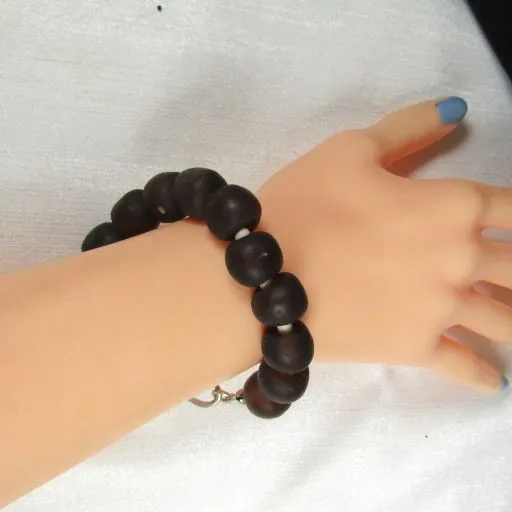 Brown Sea Glass Beaded Bracelet