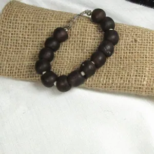 Brown Sea Glass Beaded Bracelet