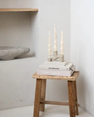 Candle Holder Marble Beige Small