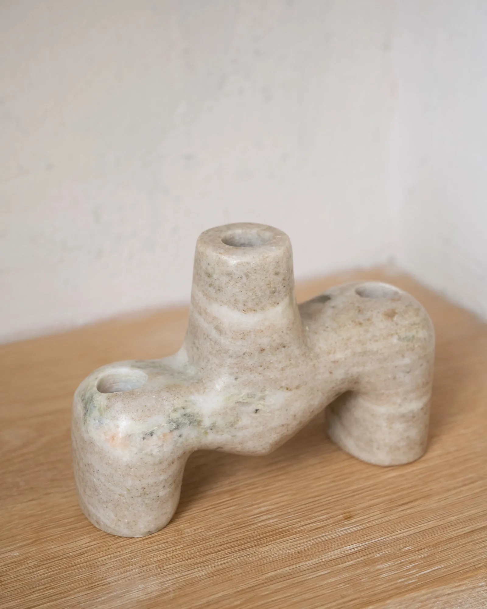 Candle Holder Marble Beige Small