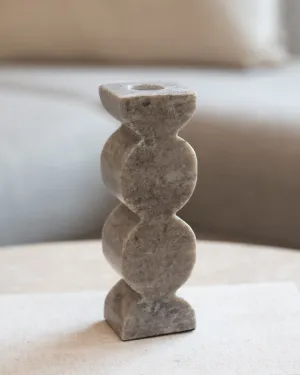 Candle Holder Marble Beige