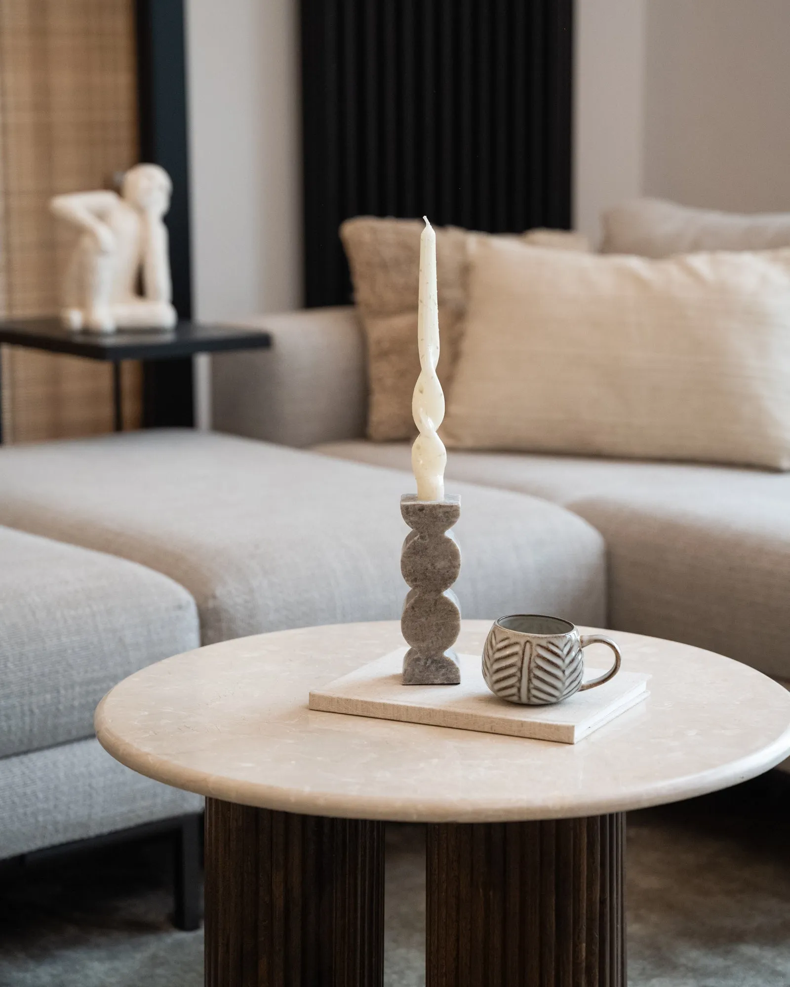 Candle Holder Marble Beige