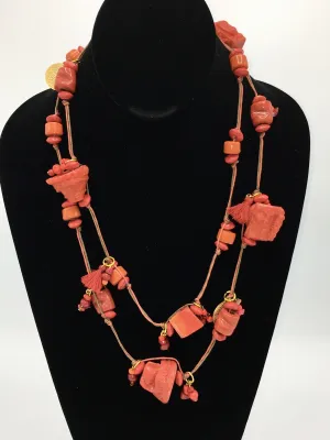 Candy Crunch Necklace: Orangey Red with Baubles & Tassels