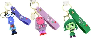 Cartoon Anime Figures Keychain Set Bulk -Anxiety, Disgust, and Embarrassment, Key Chain Bracelet Pack, Cute Key chain For Backpack, Emotion Keychains Ring 3 pcs
